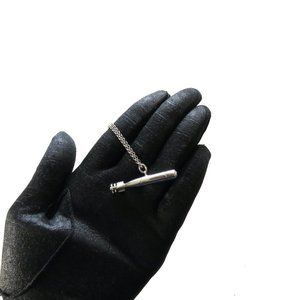 Vintage silver zeppelin blimp pendant necklace 1960's sterling silver necklace